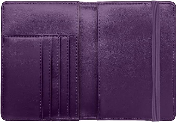 Coco Rossi Passport Holder for Travel Women Slim RFID Passport Cover Wallet | Travel Essentials, Passport Book Holders, Passport Wallet Cover Case, PU Leather, Cute, Thin, Spliced Design, Purple Flower