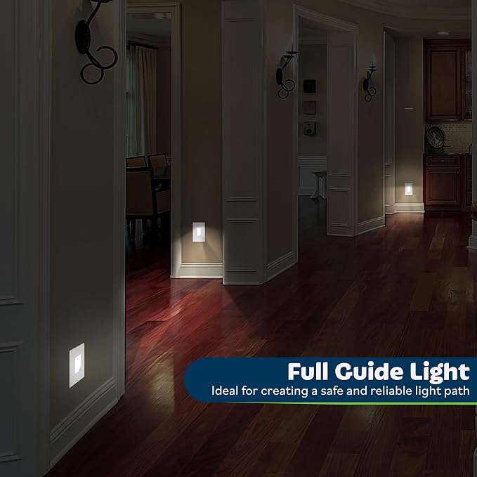 TOPGREENER 2Pack Full Face LED Decorator Night Ligh with Auto Sensor | 120VAC/15A Night Light with Automatic Daylight Sensor Soft Glow for Hallways, Stairs, Bathrooms. UL listed, White