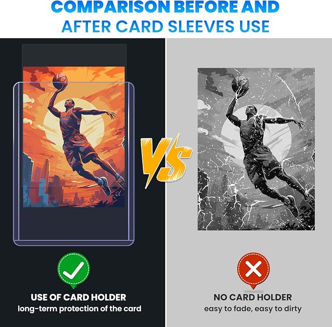 1000 Card Sleeves Top Loaders for Cards, 3" x 4" Hard Plastic Toploaders, Baseball Card Protectors, Trading Card Holder for Football Sports Cards (500 Toploaders + 500 Penny Sleeves)