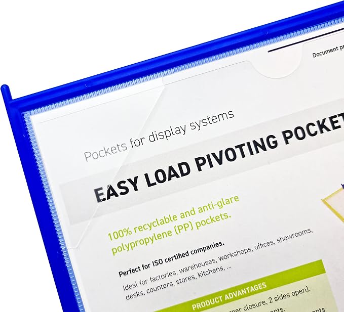 Tarifold Easy-Load Display Pockets, Letter Size, Assorted, 10 Pack | 10 polypropylene pockets, two-sided opening with corner closure, holds 20 letter-size sheets, for wall or desktop systems