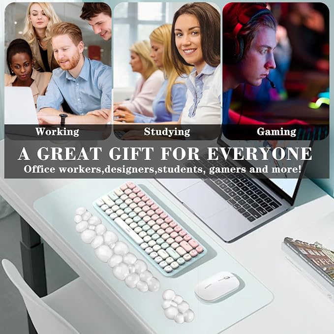 Gel Cloud Keyboard and Mouse Wrist Rest, Cute Wrist Support and Arm Support Keyboard Rest for Keyboard and Mouse Typing Pain Relief,Suitable for Office/Computer/Laptop/Gaming(White)