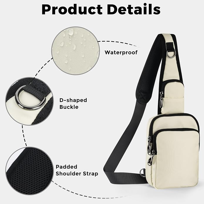 Sling Bag, Crossbody Bag with Zipper Lock, RFID Blocking & Water Resistant for Men and Women