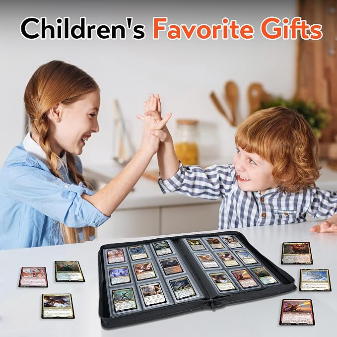 Top Loader Binder, Holds 288 Cards in 3"x4" Toploaders, Trading Card Binder 9 Pocket for TCG, MTG, YGO, Game Cards, Sports Cards(Blue)