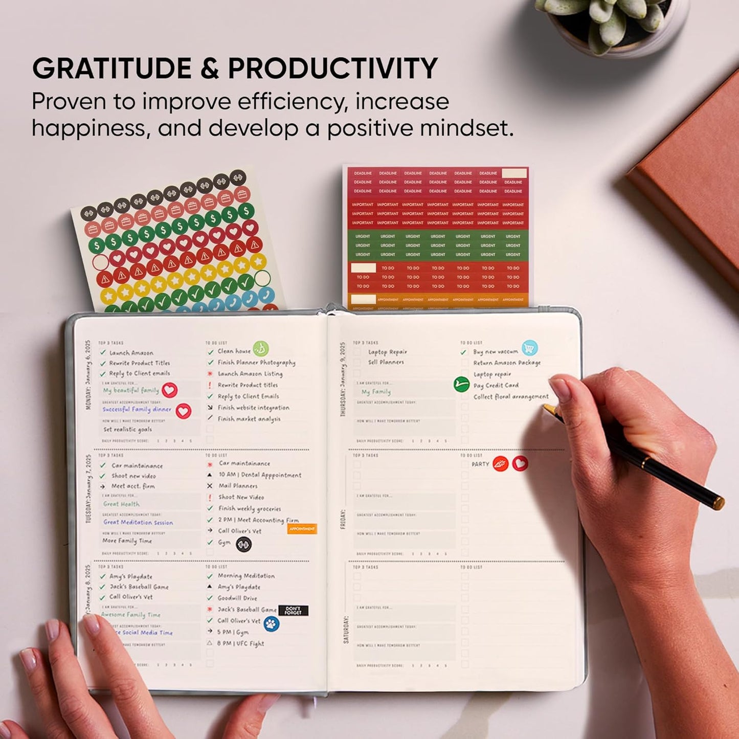 2025 Planner Pro 5.8 x 8.3 - Undated Productivity & Business Planner Notebook & Journal - Monthly Planner 2025 & Daily Planner 2025-2026 - A5 - Grey - Productivity Store