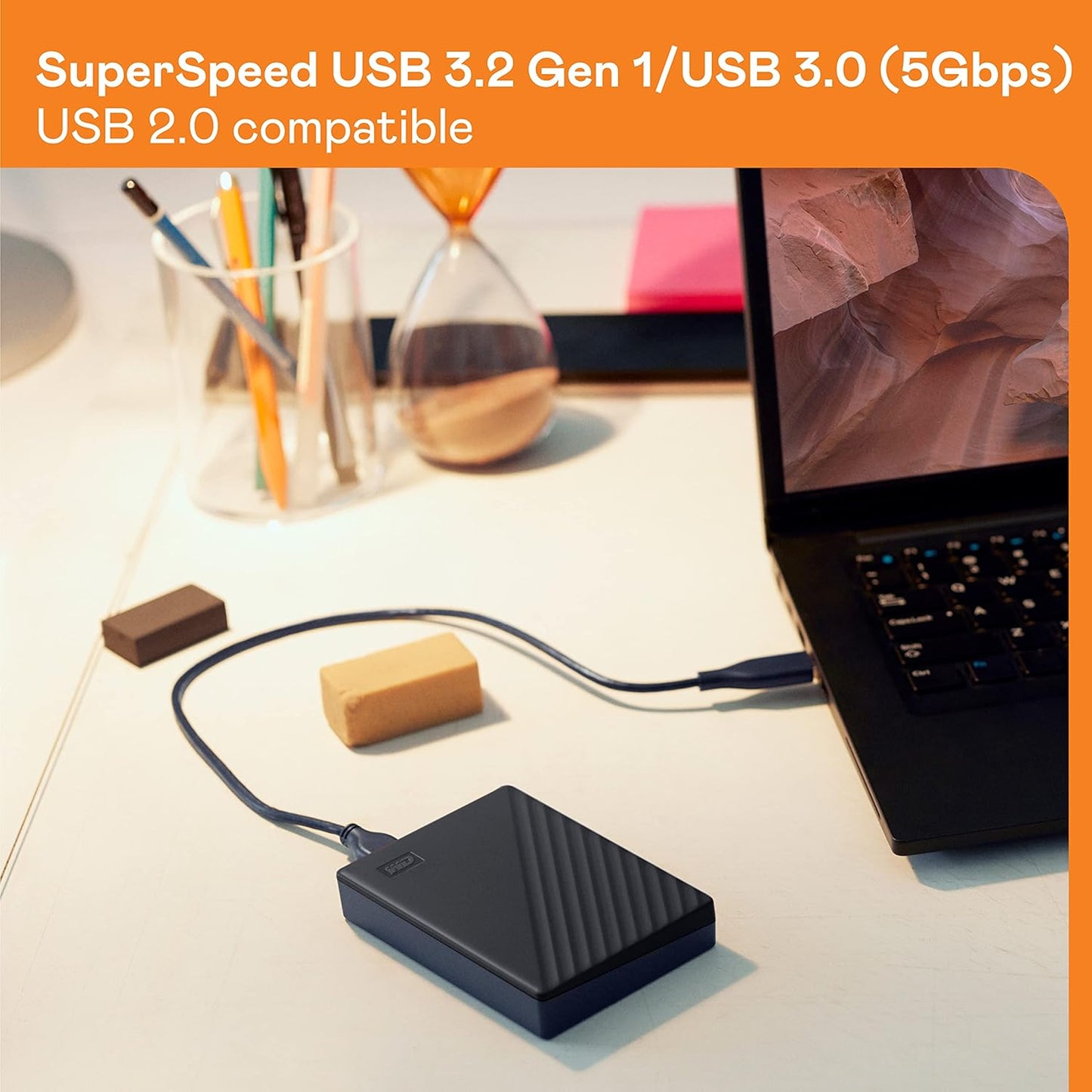 WD 4TB My Passport, Portable External Hard Drive, Black, backup software with defense against ransomware, and password protection, USB 3.1/USB 3.0 compatible - WDBPKJ0040BBK-WESN