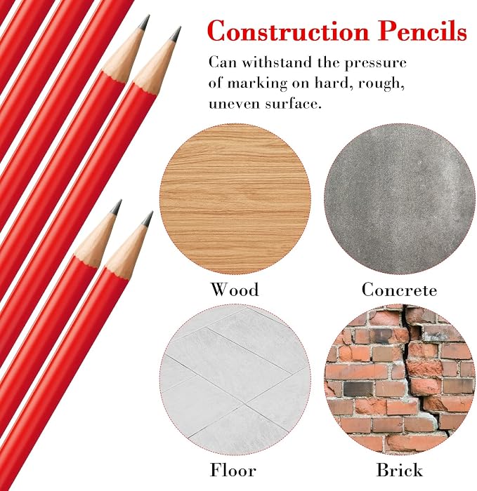 Fainne 96 Pcs Jumbo Pencil with Black Core Cedar Wooden Pencil with Eraser for Carpenters Students Teachers School Construction Woodworkers Beginners Office Workers(Red,Classic)