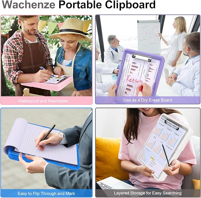Clipboard with 2 Storage & Pen Holder, Heavy Duty Clip Boards 8.5x11 with Dual Storage, Clearview Dry Erase Coach Clipboard with Clear Visible Top Panel, High Capacity, School Office Supplies
