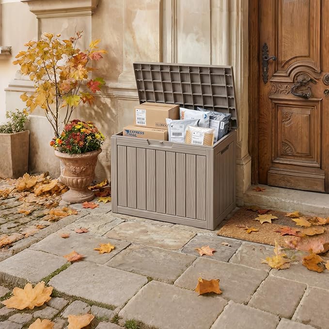 50 Gallon Package Delivery Boxes for Outside, Package Delivery Box with Lockable Secure, Waterproof for Garden, Backyard, Patio & Lawn, Grey