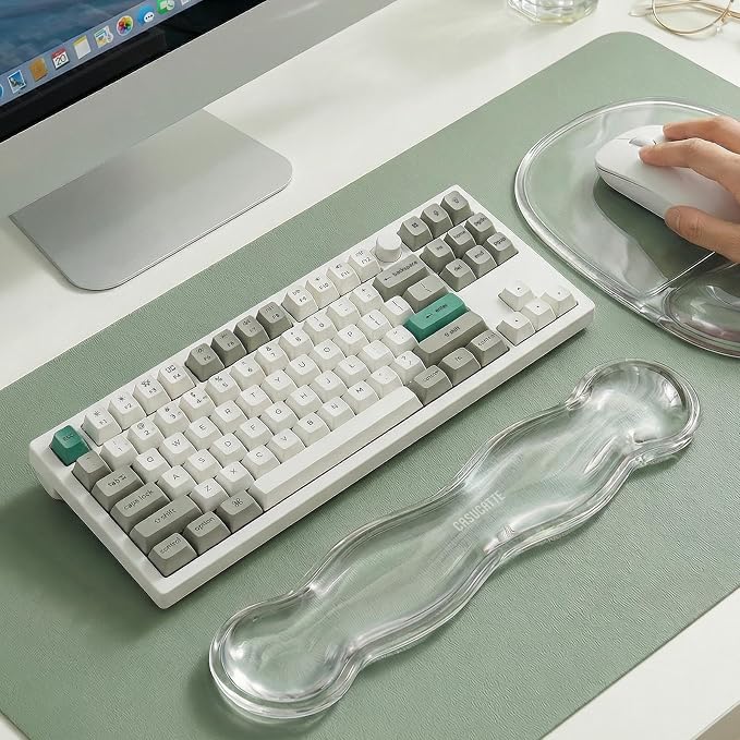 CASUCATTE-Clear Gel Mouse Pad with Wrist Rest - Super Non-Slip, Soft & Comfortable, Washable, Relieve Office or Gaming Wrist Pain