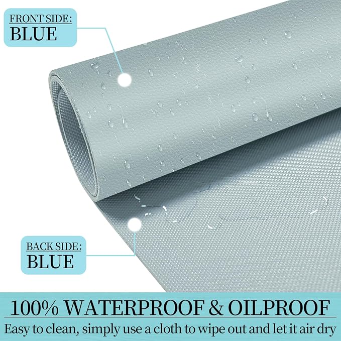 Desk Mat Set,3-in-1 Mouse Pad with Wrist Rest and Keyboard Pad | 35.4" x 16.9" Ergonomic Keyboard and Mouse Pad Set, Memory Foam Keyboard Wrist Rest, Waterproof Computer Mat, Mist Blue