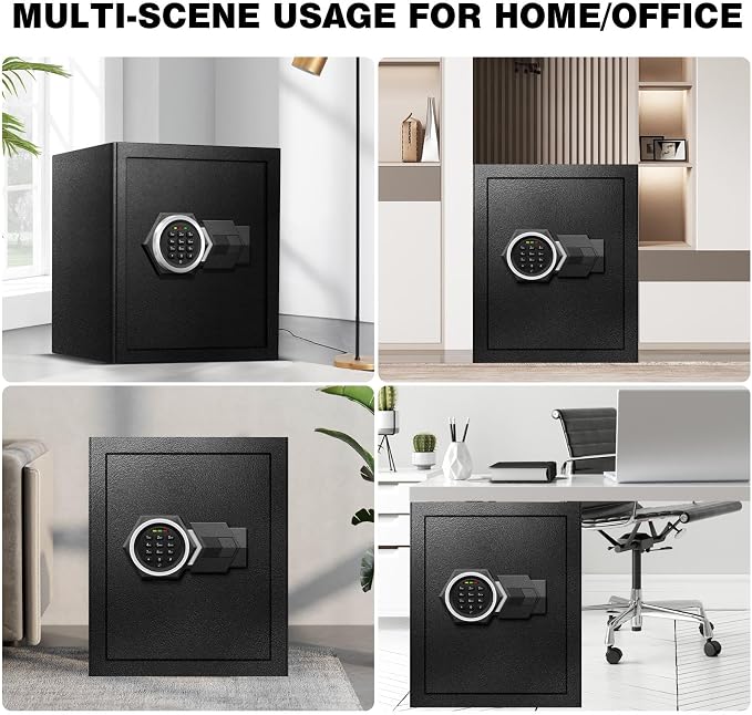 2.5 Cu Ft Large Safe Box,Fire Proof Safe with External Battery Box | Steel Security Box with Digital Electronic Keypad, Removable Shelf Safety Lock Box for Office Documents Money Jewelry Gun
