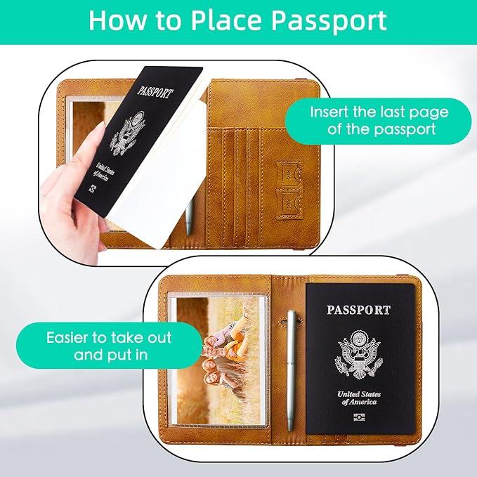 WALNEW Passport Holder for Travel, RFID Passport Wallet, Travel Essentials
