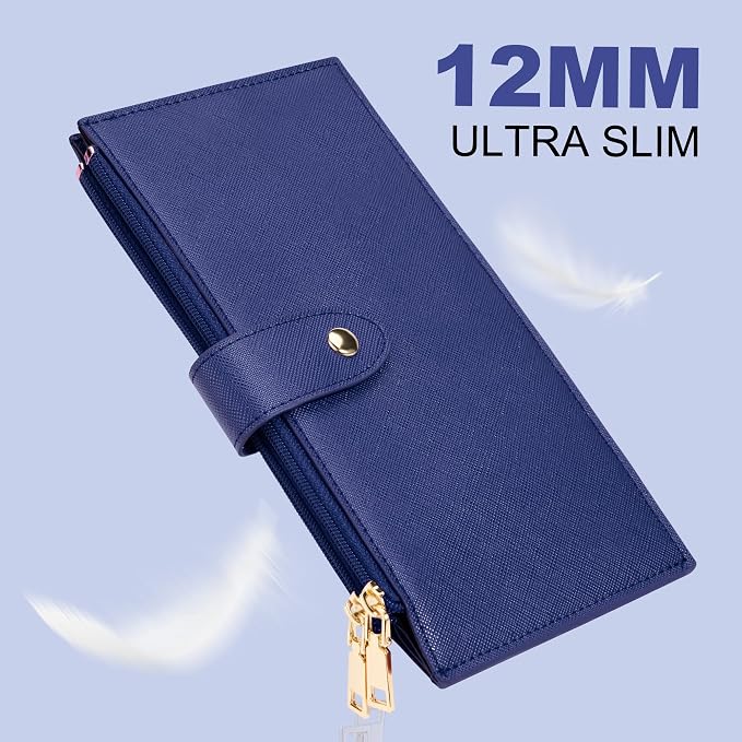 Travelambo RFID Wallet Women Large Size Bifold Multi Card Wallet Case with Zipper Pocke Credit Card Holder for Women