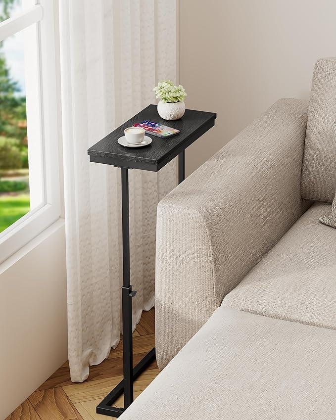 TUTOTAK End Table, Side Table, Tall Couch Table, Sofa Table, Set of 2 | for living Room, Bedroom, Black TB01BK0832