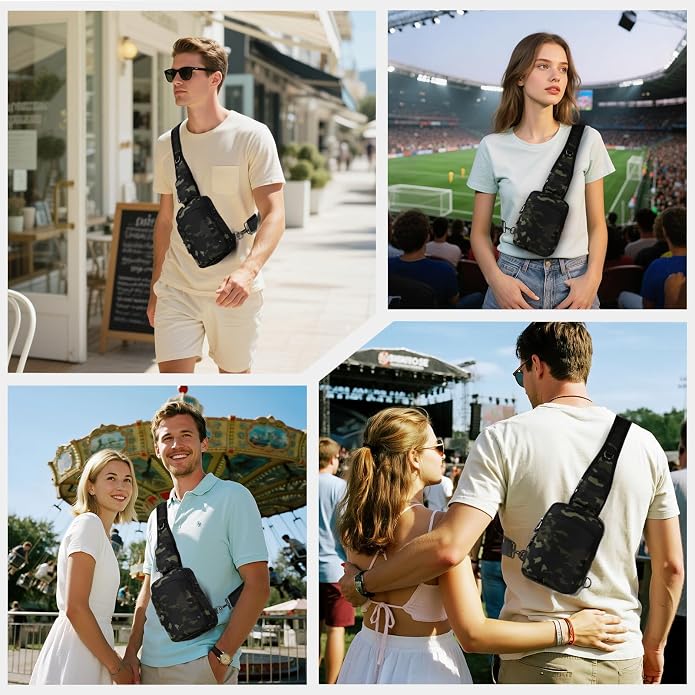 Sling Bag, Crossbody Bag with Zipper Lock, RFID Blocking & Water Resistant for Men and Women