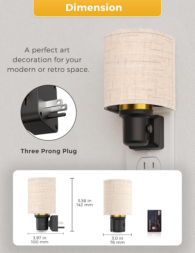 L LOHAS LED Night Lights Plug into Wall, Plug in Night Light Dimmable, Farmhouse Decorative Nightlights Plug in Wall, Light Sensor 0-100LM, Soft Linen Fabric Nightlight Warm for Bedroom Hallway Decor