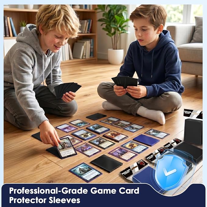 200 Counts Black Card Sleeves Top Loaders for Trading Card, Matte Card Sleeves Deck Card Protectors Compatible with Baseball Card, Sports Cards, Game Card