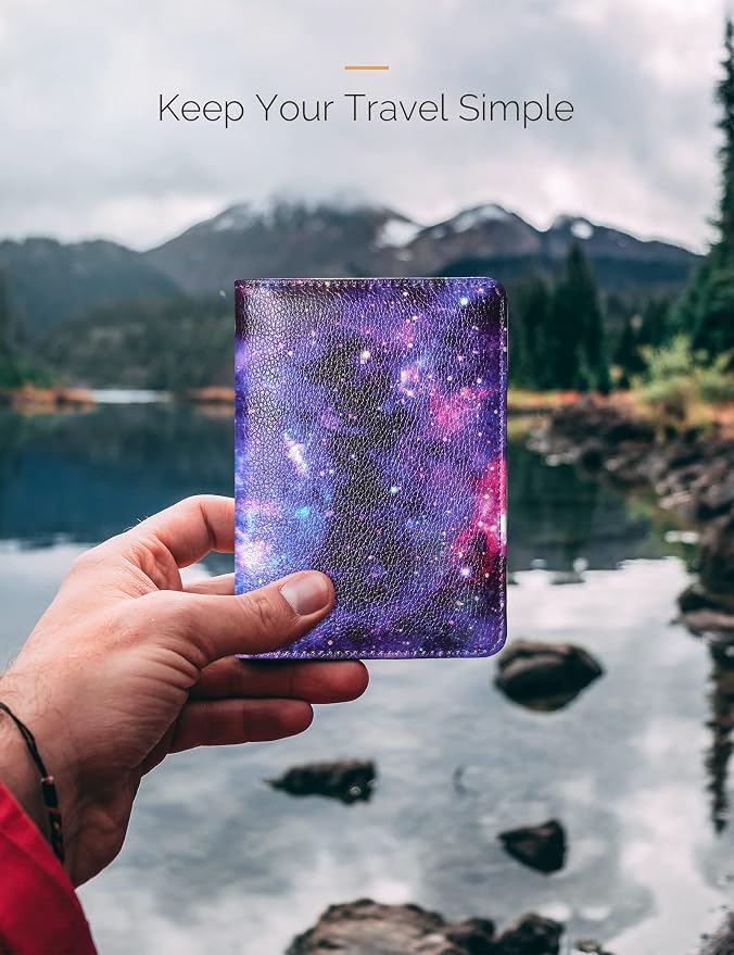 Mymazn RFID Passport Holder Women Passport and Vaccine Card Wallet Combo Passport Case with RFID Blocking Passport Cover with Clear Pocket Passport Wallet for Vaccination Card Holder (Starry)
