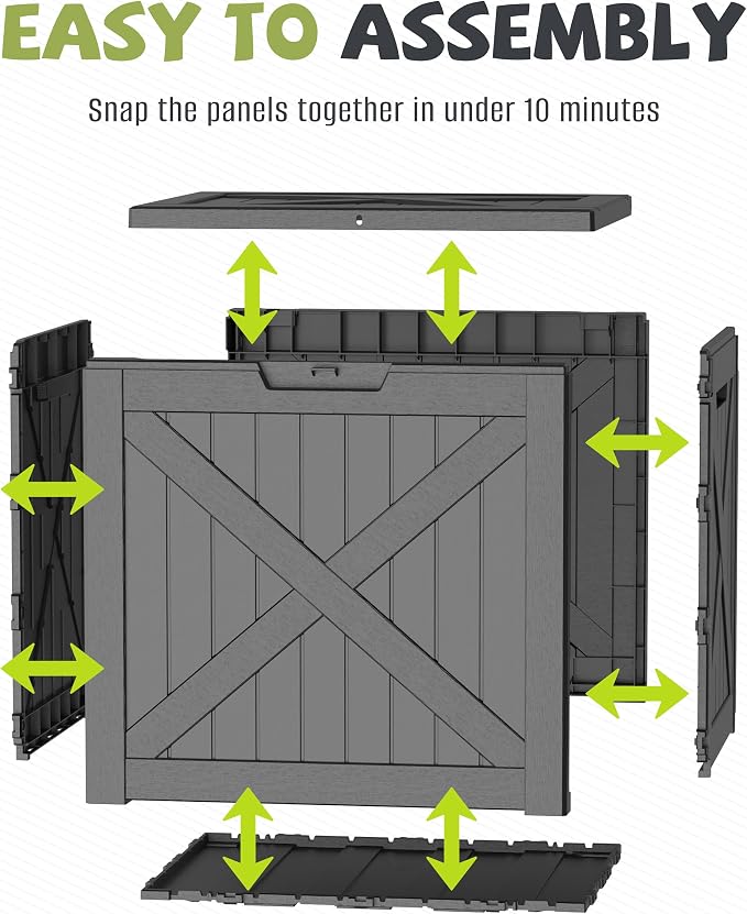 PatioZen 32 Gallon Package Delivery Box, Lockable Outdoor Package Delivery Box with Lid, Waterproof Resin Storage Bench for Patio Furniture, Garden Tools, Cushions, Pool Accessories (Black)