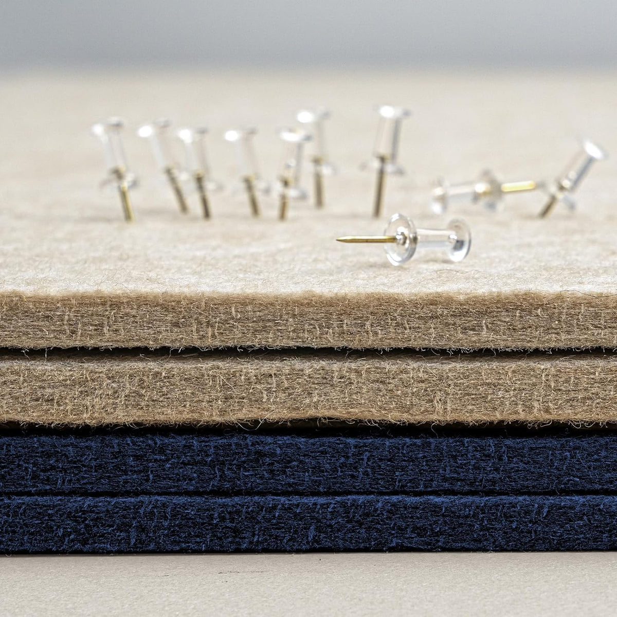 Large Bulletin Board - 48 x 36 Inches, Decorative Felt Pin Board for Wall - 4' x 3' Foldable Photo Display Board with Self-Adhesive Tape, Includes 20 Push Pins - Dark Blue