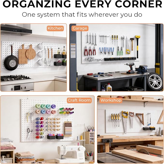INCLY 120PCS Pegboard Accessories Organizer Kit with Peg Borad Hooks & Bins | Peg Board Hooks Assortment, For Organizing Various Tools, Fit 1/8 or 1/4 inch Pegboard, For Garage Hanging & Storage Tools