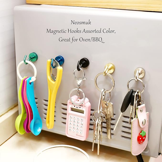 Neosmuk Magnetic Hooks, Heavy Duty 30lb+ Strong Magnet Hook for Cruise Cabins, Cruise Essentials 2026 for Hanging, Metal Wall Refrigerator Hangers (RoyalBlue, 12 Pack)