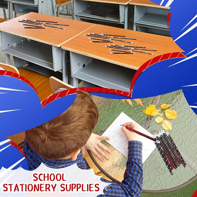 Teling 48 Pcs Spider Pencils Theme Party Favors Fun Spider Web Pencils in Bulk with Eraser Wooden Number 2 Graphite Stationery Kits for Students Back to School Classroom Birthday Supplies