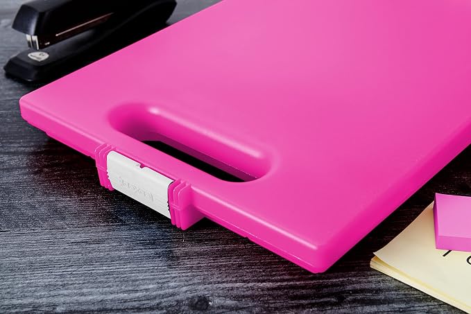 Dexas Clipcase Storage Clipboard with Handle, Pink 16" x 10"
