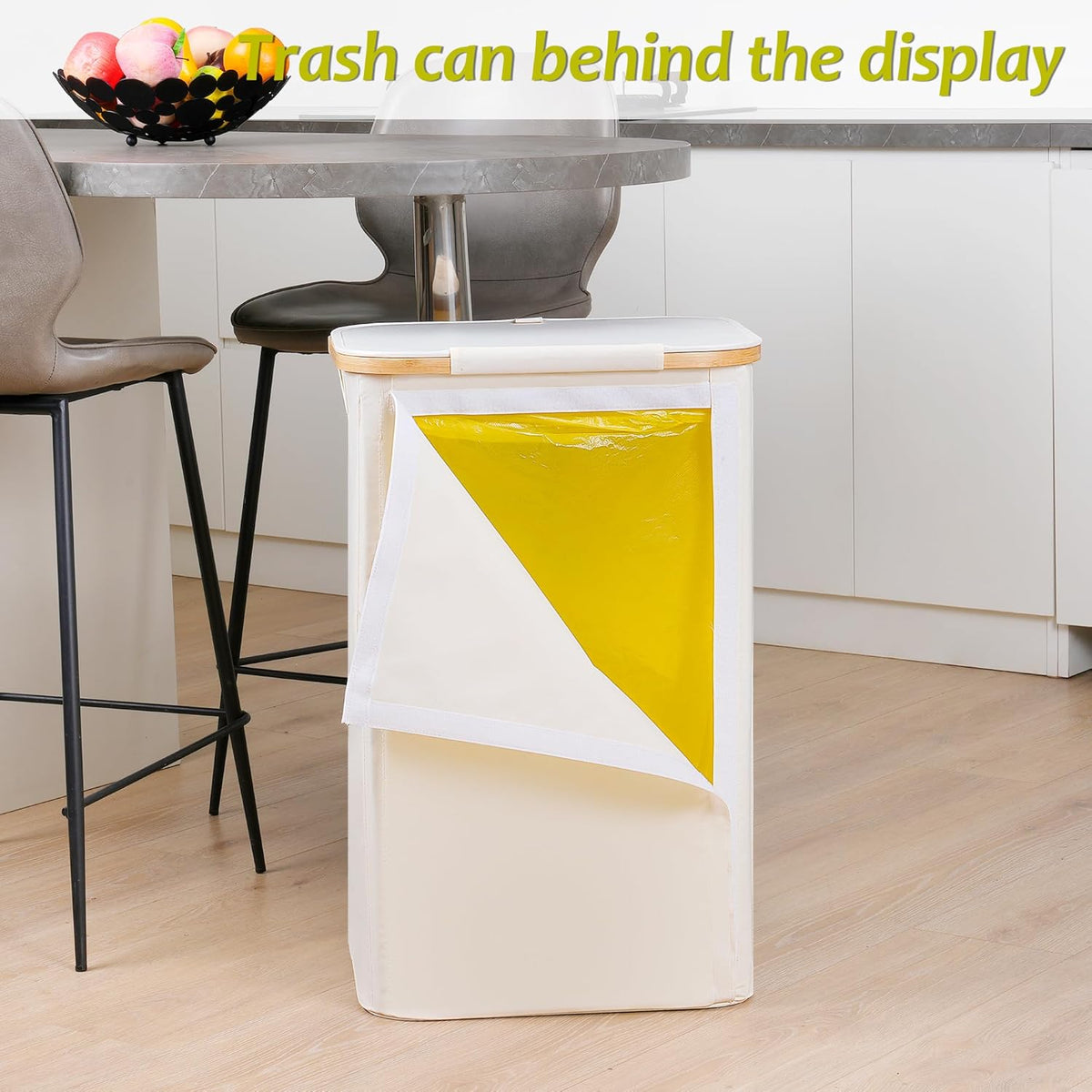 efluky Recycle Bin Holder 100L, 26 Gallon Trash Can with Lid, Garbage Bag Holder for Yellow Bags, Easy Removal, (Inner Bag Not Included) -Beige