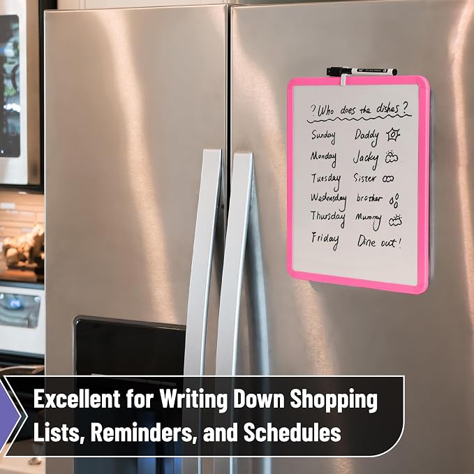 Mr. Pen- Dry Erase Board, 14” x 11” with a Black Dry Erase Marker | Light Coral Frame, Small Mini White Board for Students, Fridge, Wall, Locker, Includes Double Sided Tapes
