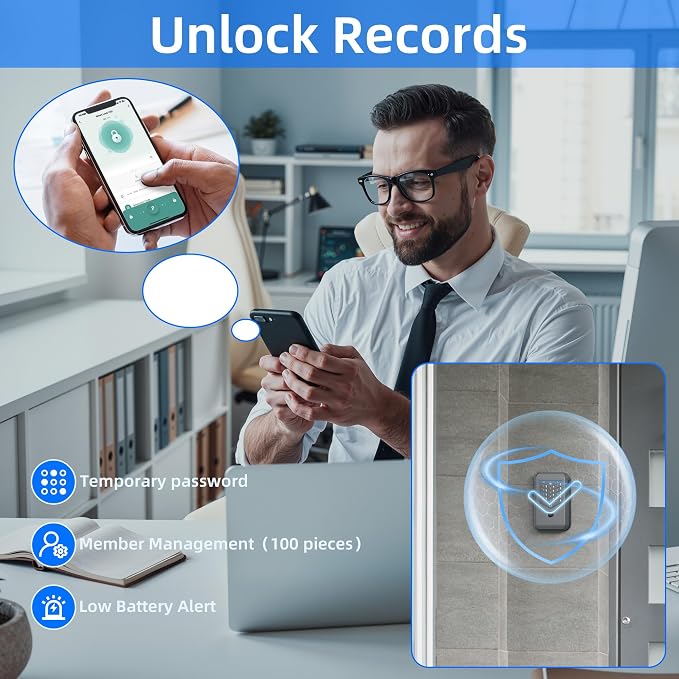 Smart Lock Box, Fingerprint Key Lock Box with Tuya APP Control, IP66 Waterproof Bluetooth Electronic Lock Box, 5-Way Unlock Wall Mounted Key Safe for Home Office Realtor