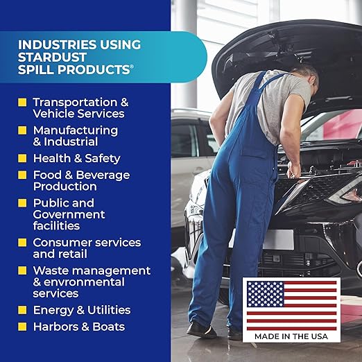Stardust Spill Products Universal Spill Kit – OSHA Compliant Solution for Vehicles, Industrial, & Restaurant Use, Emergency Response Chemical, Water, & Bodily Fluid Cleanup, 12-Pack