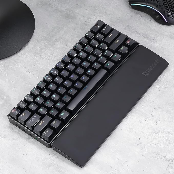 Redragon P035 Meteor S Computer Keyboard Wrist Rest Pad, Ergonomic Soft Memory Foam Wrist Support w/Anti-Slip Rubber Base, 60% 61 Keys Compact Size 11.38 x 2.87 in, 0.78 inch (20mm) Height, Black