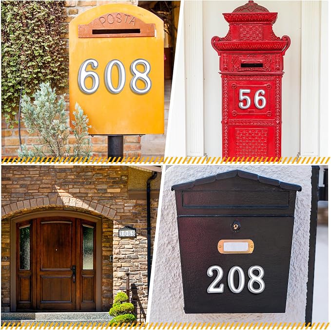 opasyo 30 Pieces Mailbox Numbers for Outside 2 inch 0-9 Self-Adhesive Mail Box Numbers,3D Gold House Numbers for Mailbox, Apartment, House, Trash Bins,Office Hotel Room (All silver, 2inch)