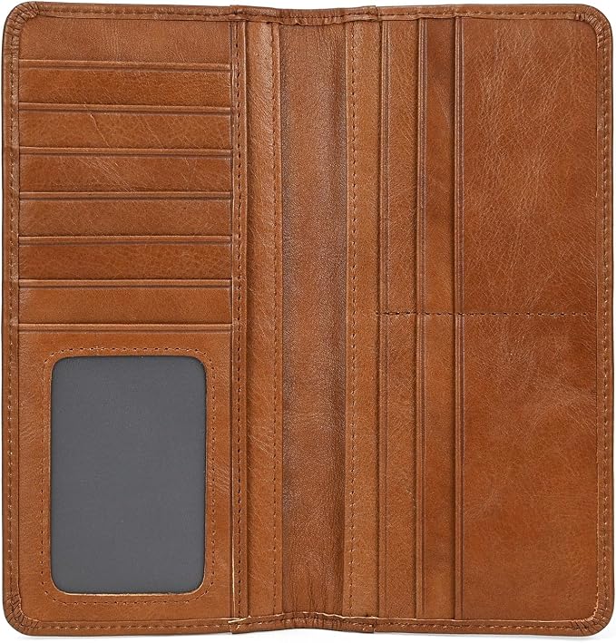Genuine Leather Long Wallet for Men, Large Capacity Purse Clutch Bag Handbag Checkbook Cash Credit Cards Phone Holder | Large Capacity