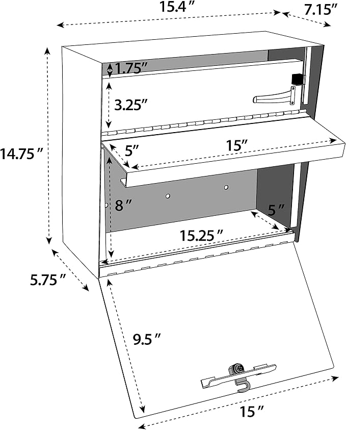 Mail Boss 7169 Metro Locking Security Wall Mount Mailbox, Alpine White