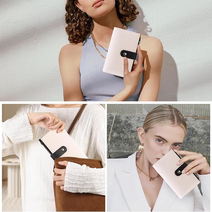 Wallet Women RFID Blocking Multi Cards Wallet Credit Card Holder for Women Large Capacity Lady Leather Trifold Travel Wallet with Passport/Pen Holder