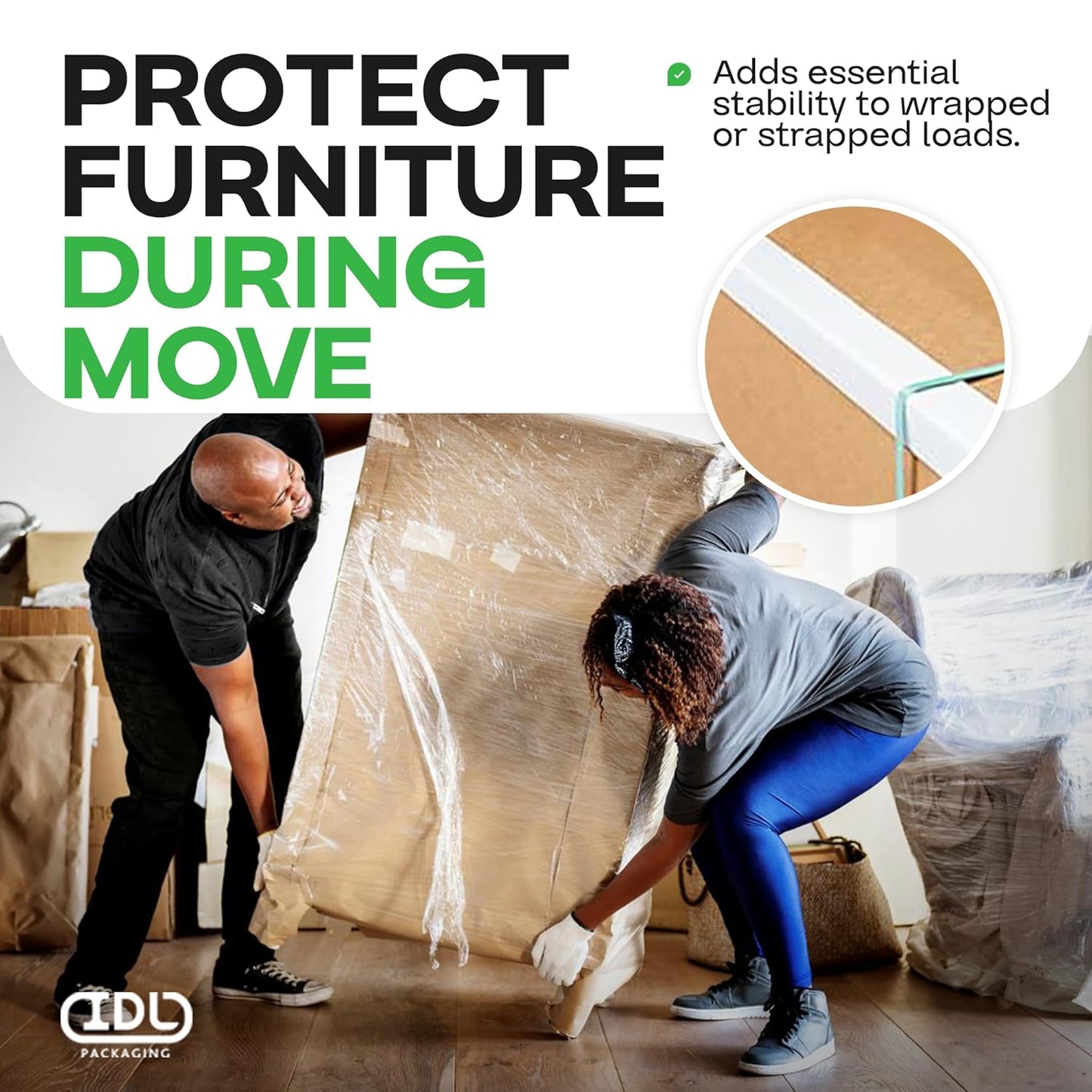 IDL Packaging 2” x 2” x 36” Cardboard Edge Protector (Pack of 20) - Corner Protectors for Shipping, Storage, & Moving – Reinforced Corner Guard Protection for Pallets, Wall Corners, & Furniture