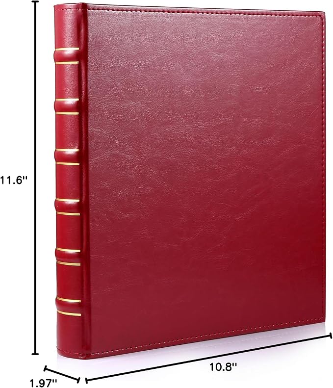 WOT I Vintage Leather Card Binder | Holds 540 Cards, Refillable Leather 3 Ring Binder for MTG/TCG/Sports Cards, Elegant Book-Style Organizer - Red
