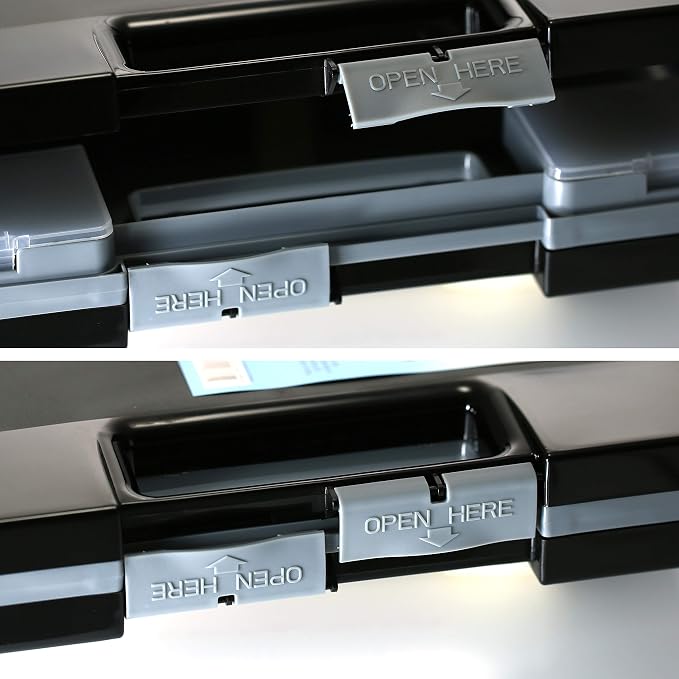 Officemate Dual-Sided Clipboard Storage Box, Multiple Storage Compartments, Letter and A4 Document Organizer, Charcoal