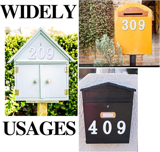 opasyo 30 Pieces Mailbox Numbers for Outside 2 inch 0-9 Self-Adhesive Mail Box Numbers,3D Gold House Numbers for Mailbox, Apartment, House, Trash Bins,Office Hotel Room (White, 2inch)