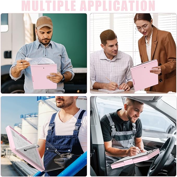 Hongri Clipboard with Storage, Pink 8.5 x 11 Clip Board, Dual Compartmen | Folder Nursing Side Opening, Heavy Duty Organization Box, Smooth Writing for Teachers, Classroom, Size 13.3 x 9.4 x 1.5 in