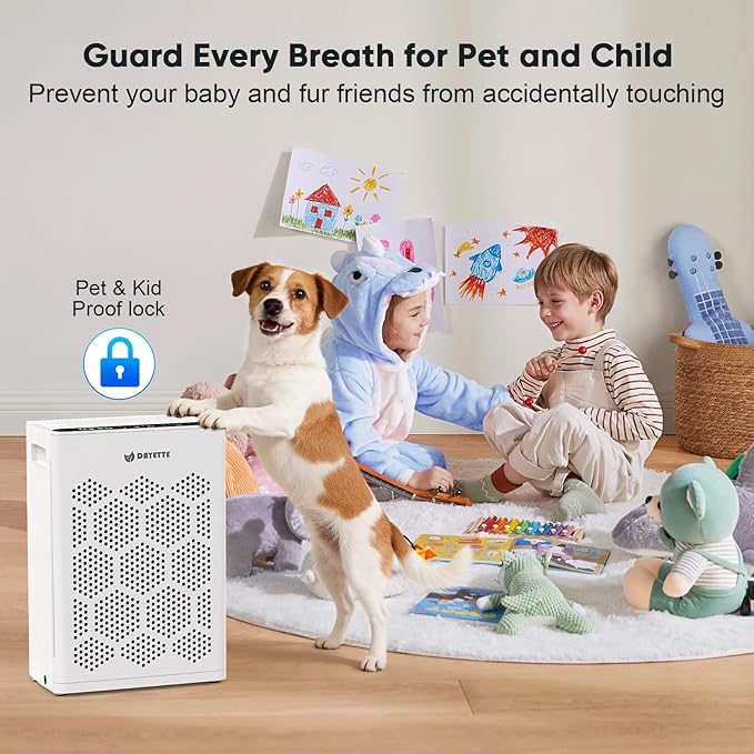 Air Purifiers for Home Large Room Up to 2400 Ftยฒ with HEPA 14 Filter, DAYETTE Pet Air Purifier with Washable Prefilter for Bedroom with Fragrance, Air Cleaner for Smoke Dust Pollen Pets Hair Odor
