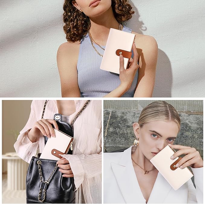 yiijay Women's Wallets RFID Blocking Leather Trifold Clutch Wallet Credit Card Holder Ladies Travel Wallet Purse with Passport/Pen Holder