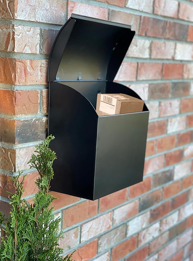 NACH Large Mailbox for House, 12.4”x7.1”x11.8 Black Mailboxes for Outside, Waterproof Mailbox - Baxter-Style Wall Mount Mailboxes for Outside
