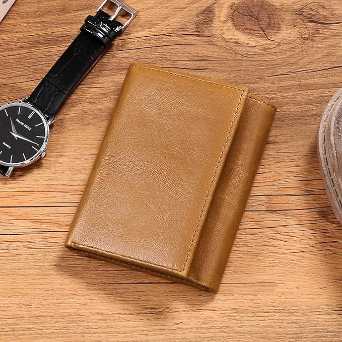 Men's Wallet Genuine Leather Trifold Wallet With ID Window