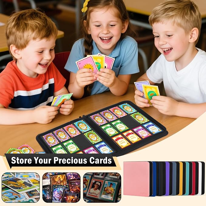 12 Pocket Zipper Trading Card Binder, 720 Large Capacity Side Loading Non-Ring Card Album, Double Sided Acid-Free Card Protector Binder for TCG, MTG, Sport Card, Yellow