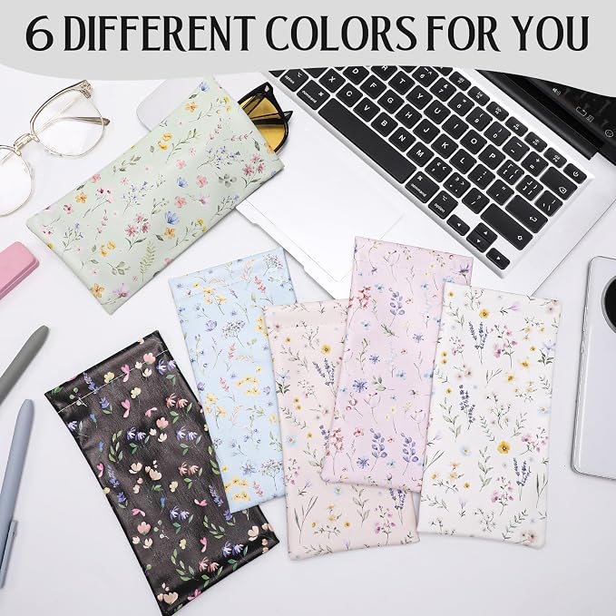 6 Pack Soft Glasses Cases, Leather Eyeglass Cases Travel Glasses Case for Women, Men