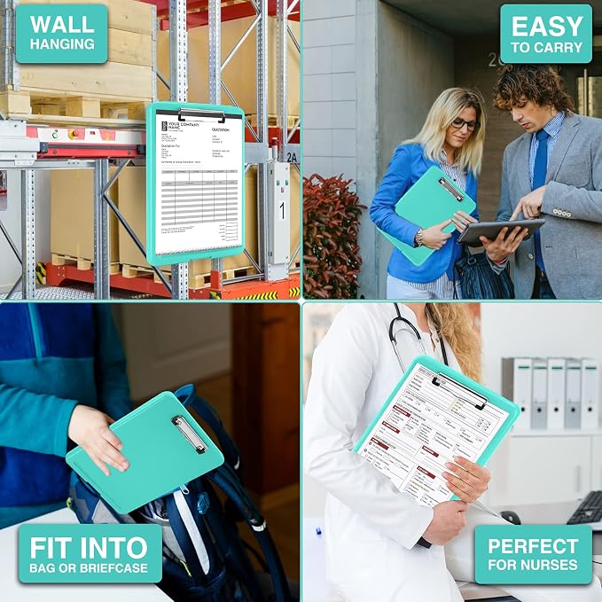 Sooez Clipboard with Storage, Plastic Nursing Clip Board, 8.5" x 11", Work | Sturdy Clipboards Foldable, Cute Hanging Clip Board Case, Teacher, Classroom Must Haves, Office School Supplies, Women & Men