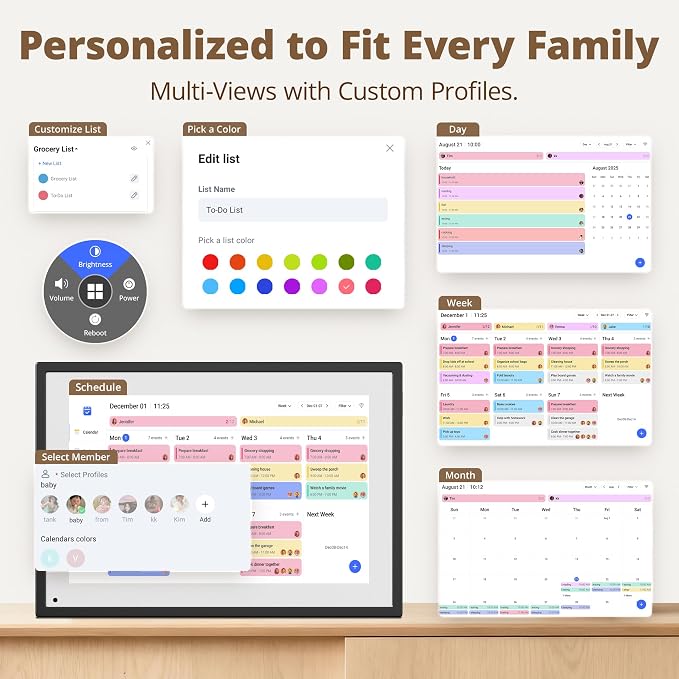 Dragon Touch 10.1 inch Digital Calendar & Chore Chart - Interactive Touchscreen Smart Family Planner,Digital Picture Frame for Mom, Women, Christmas & Weddings